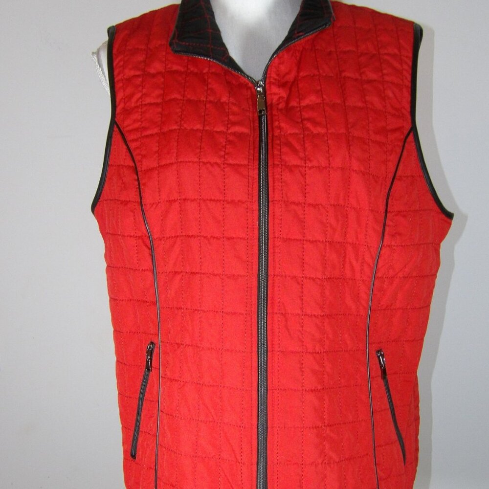 Onque Casual - Women's Red Quilted Vest - Women's Size Large